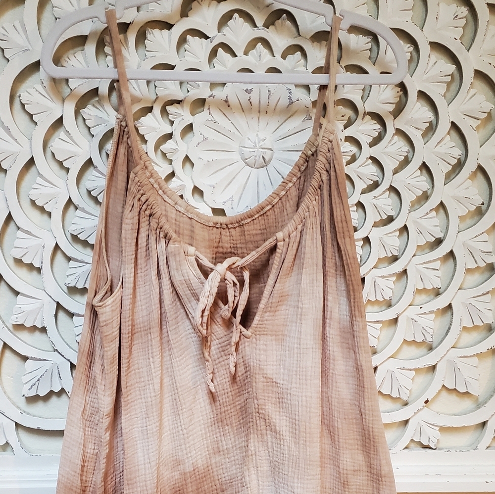 Kona Sol Upcycled Gauze Tank Dress Size Small Tea Dyed Tie Dyed - Picture 4 of 9